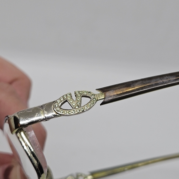 Valentino eyeglasses tortoiseshell frames with green rhinestone logo FOR FRAMES - Picture 3 of 10